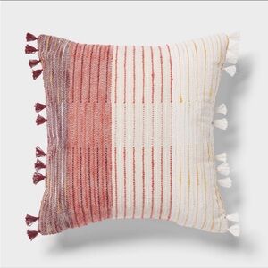 Boho Woven Square Throw Pillow with Tassels